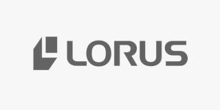 Logotypen för Lorus i grå färg på en vit bakgrund.