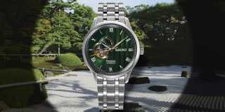 Seiko Presage med automatverk, grön urtavla, stålarmband