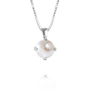 Caroline Svedbom Classic Petite Halsband Silver och vit  100083116843, handla denna klocka online eller i butik hos klockmaster