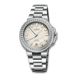 ORIS Aquis Date Diamonds 36.5mm 73377924956MB, handla denna klocka online eller i butik hos klockmaster