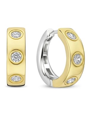 Ti Sento Classic Zirconia Hoops Örhängen - Guld/Silver 78046ZY, handla denna klocka online eller i butik hos klockmaster