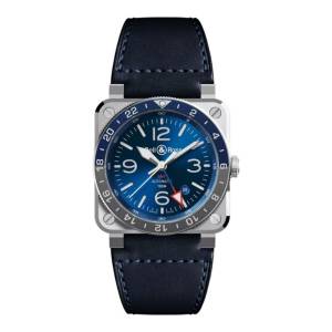 Bell and Ross BR0393 GMT 42mm BR0393-BLU-ST/SCA, handla denna klocka online eller i butik hos klockmaster