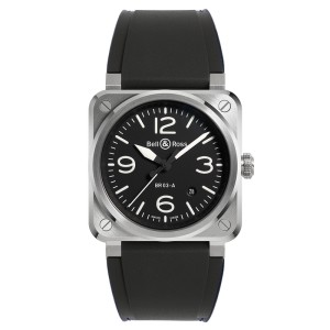 BELL & ROSS BR03 AUTO 41 BLACK STEEL BR03A-BL-ST/SRB, handla denna klocka online eller i butik hos klockmaster