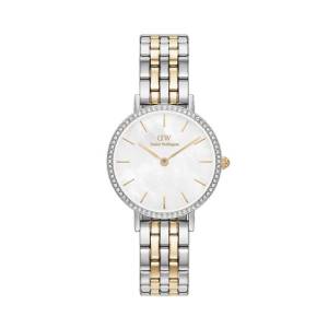 Daniel Wellington Petite Lumine Bezel 5-Link Two-Tone MOP Silver 28mm DW00100665, handla denna klocka online eller i butik hos klockmaster