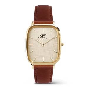 Daniel Wellington Marlon St Mawes Linen Gold 32mm DW00100839, handla denna klocka online eller i butik hos klockmaster