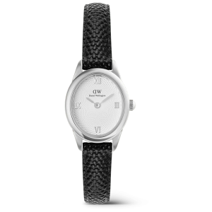 Daniel Wellington Ophelia Mini Black Lizard White Guilloché Silver 22mm DW00100887, handla denna klocka online eller i butik hos klockmaster