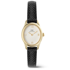 Daniel Wellington Ophelia Mini Black Lizard White Guilloché Gold 22mm DW00100890, handla denna klocka online eller i butik hos klockmaster