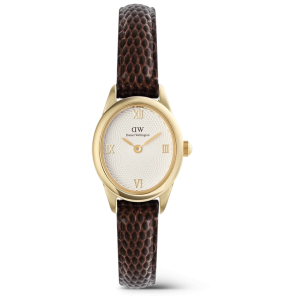 Daniel Wellington Ophelia Mini Dark Brown Lizard White Guilloché Gold 22mm DW00100891, handla denna klocka online eller i butik hos klockmaster