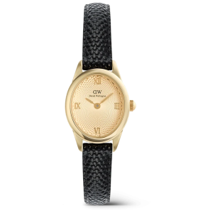 Daniel Wellington Ophelia Mini Black Lizard Unitone Guilloché Gold 22mm DW00100897, handla denna klocka online eller i butik hos klockmaster