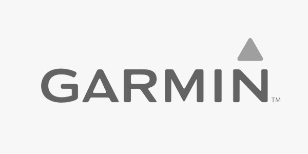 Logotypen för Garmin i grå färg på en vit bakgrund.