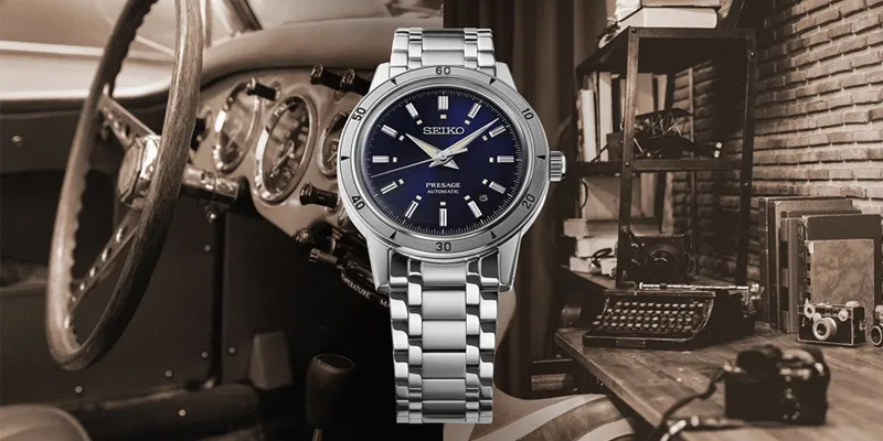 Seiko presage med blå urtavla och automatverk