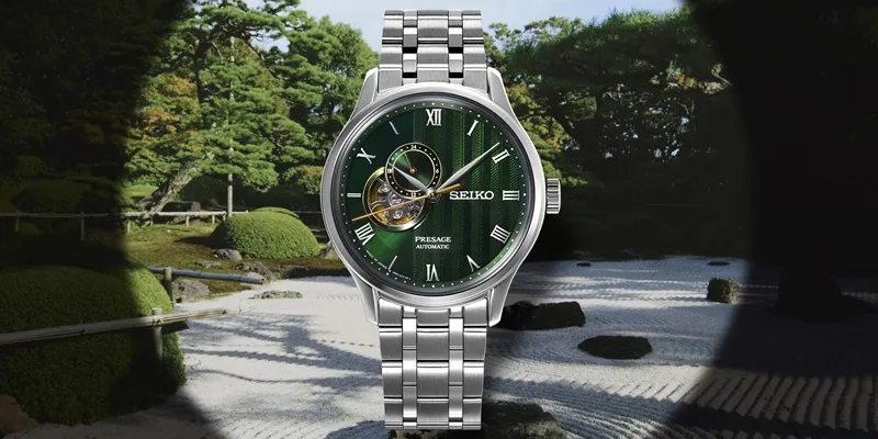Seiko Presage med automatverk, grön urtavla, stålarmband