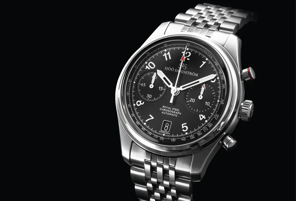 Sjöö Sandström Royal Steel Chronograph 40mm 021521, klocka som du kan handla till bra pris hos oss på Klockmaster.