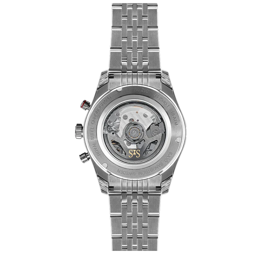 Sjöö Sandström Royal Steel Chronograph 40mm, klocka som du kan handla till bra pris hos oss på Klockmaster.