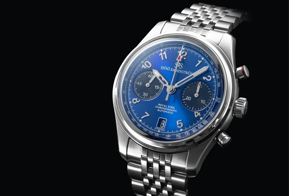 Sjöö Sandström Royal Steel Chronograph 40mm 021739, klocka som du kan handla till bra pris hos oss på Klockmaster.