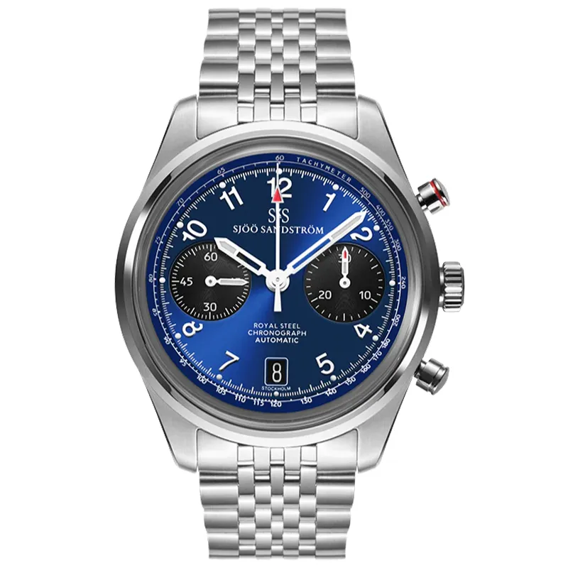 Sjöö Sandström Royal Steel Chronograph 40mm 021739, handla denna klocka online eller i butik hos klockmaster
