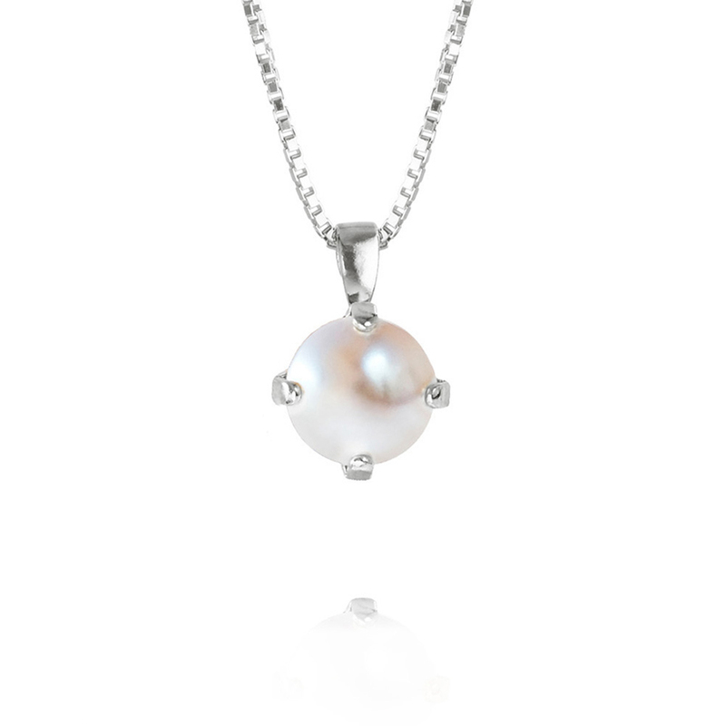 Caroline Svedbom Classic Petite Halsband Silver och vit  100083116843, handla denna klocka online eller i butik hos klockmaster