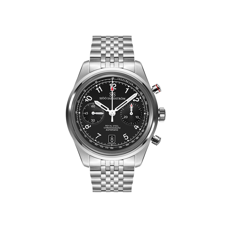 SJÖÖ SANDSTRÖM Royal Steel Chrono Svart, handla denna klocka online eller i butik hos klockmaster