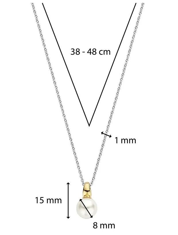 Ti Sento Milano Halsband med pärla - Guld/Silver 34037YP/42, klocka som du kan handla till bra pris hos oss på Klockmaster.