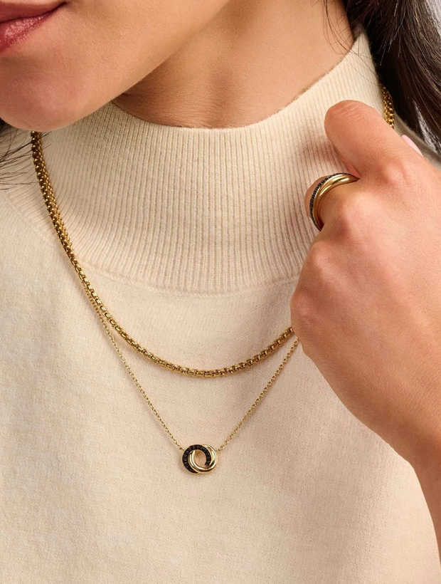 Ti Sento Forever Connected Black Zirconia Halsband - Guld/Svart 3915BY/42, klocka som du kan handla till bra pris hos oss på Klockmaster.