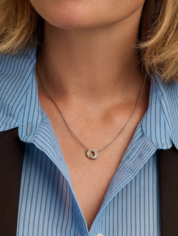 Ti Sento Forever Connected Zirconia Halsband - Guld/Silver 3915ZY/42, klocka som du kan handla till bra pris hos oss på Klockmaster.