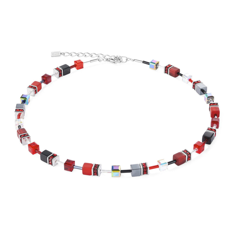 Coeur de Lion Halsband GeoCUBE Röd, grå, svart 401410-0312, handla denna klocka online eller i butik hos klockmaster