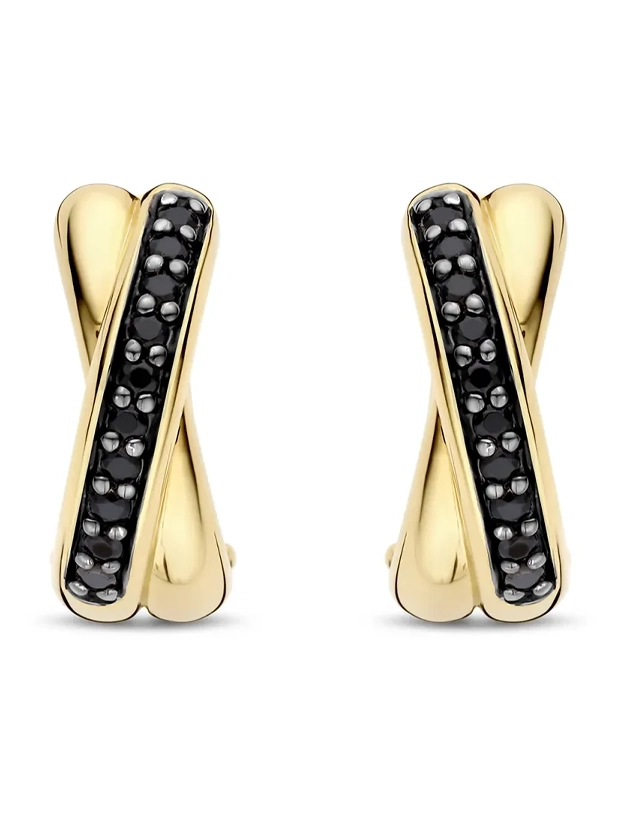 Ti Sento Black Zirconia Crossover Hoops - Svart/Guld 7667BY, klocka som du kan handla till bra pris hos oss på Klockmaster.