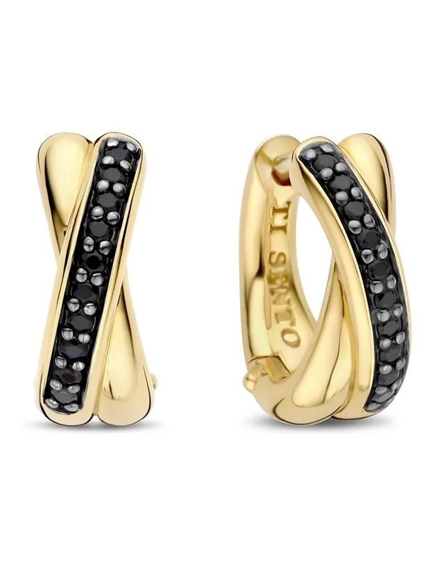Ti Sento Black Zirconia Crossover Hoops - Svart/Guld 7667BY, handla denna klocka online eller i butik hos klockmaster