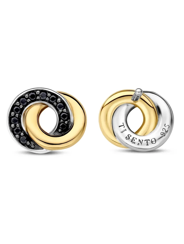 Ti Sento Forever Connected Black Zirconia Örhängen - Guld/Svart 7784BY, klocka som du kan handla till bra pris hos oss på Klockmaster.