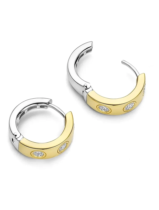 Ti Sento Classic Zirconia Hoops Örhängen - Guld/Silver 78046ZY, klocka som du kan handla till bra pris hos oss på Klockmaster.