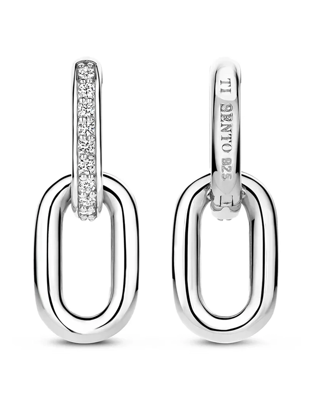 Ti Sento Signature Zirconia Chain Hoops Örhängen - Silver 7831ZI, klocka som du kan handla till bra pris hos oss på Klockmaster.