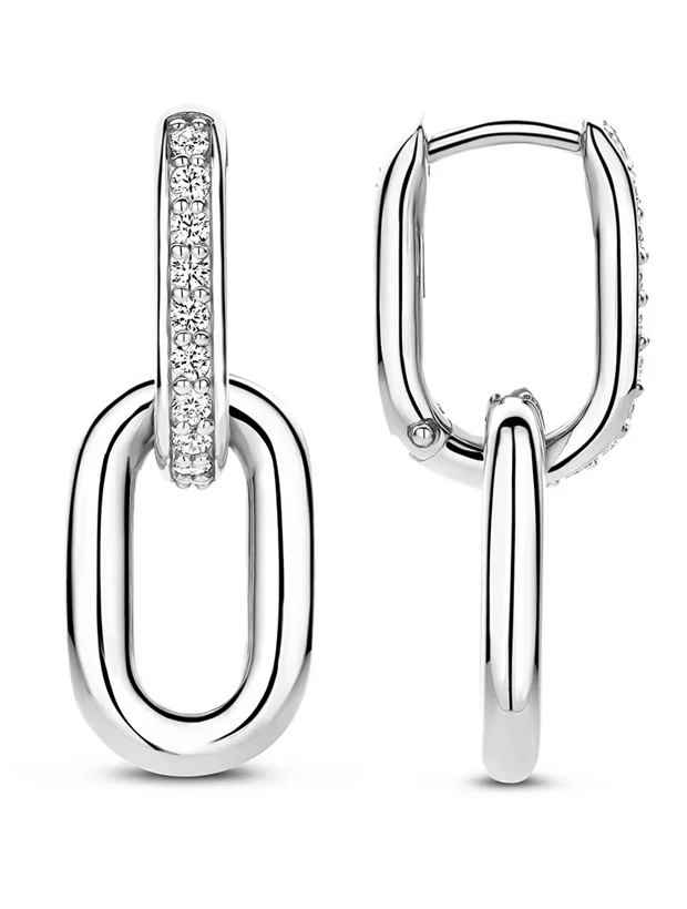 Ti Sento Signature Zirconia Chain Hoops Örhängen - Silver 7831ZI, klocka som du kan handla till bra pris hos oss på Klockmaster.