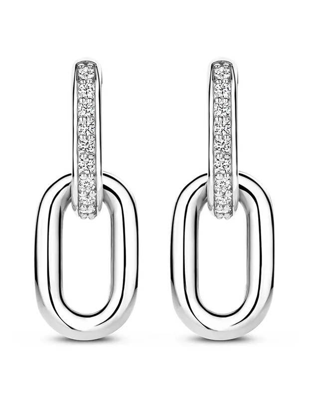 Ti Sento Signature Zirconia Chain Hoops Örhängen - Silver 7831ZI, klocka som du kan handla till bra pris hos oss på Klockmaster.