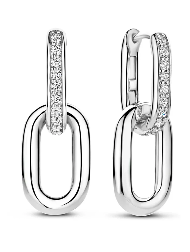 Ti Sento Signature Zirconia Chain Hoops Örhängen - Silver 7831ZI, handla denna klocka online eller i butik hos klockmaster