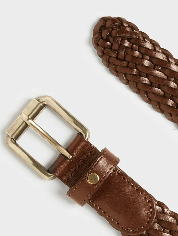 Saddler Grahn Flätat Läderbälte 85cm - Brun 785770002085, klocka som du kan handla till bra pris hos oss på Klockmaster.