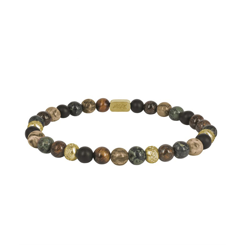 AROCK Armband Mike - Brun, guld, grön och svart AA365434, handla denna klocka online eller i butik hos klockmaster