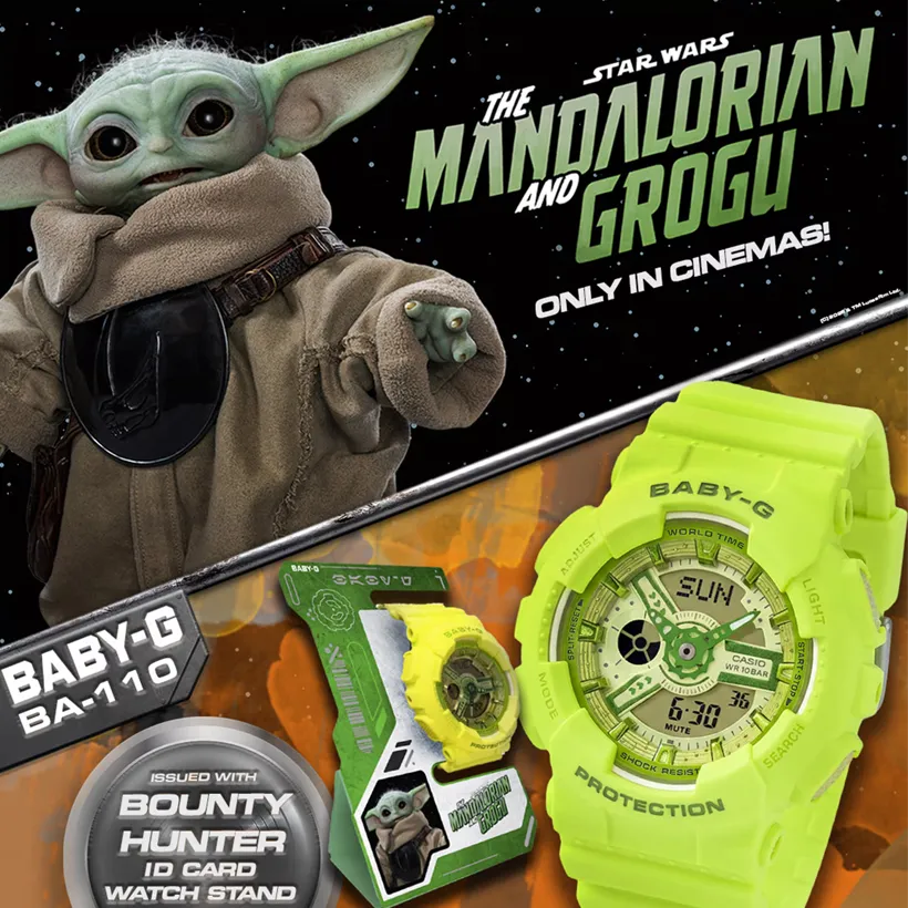 CASIO Baby-G Star Wars: The Mandalorian™ & Grogu™ BA-110YK-3AER-MAN, klocka som du kan handla till bra pris hos oss på Klockmaster.