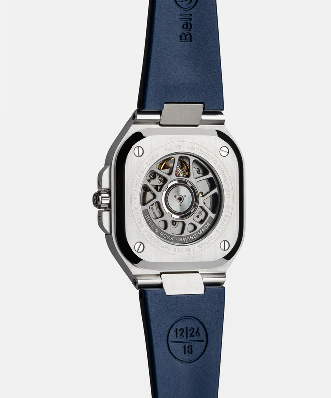 BELL & ROSS BR05 AUTO BLUE STEEL  RUBBER STRAP, klocka som du kan handla till bra pris hos oss på Klockmaster.