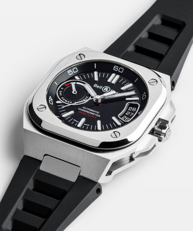 BELL & ROSS BRX5 AUTO BLACK STEEL  RUBBER STRAP, klocka som du kan handla till bra pris hos oss på Klockmaster.