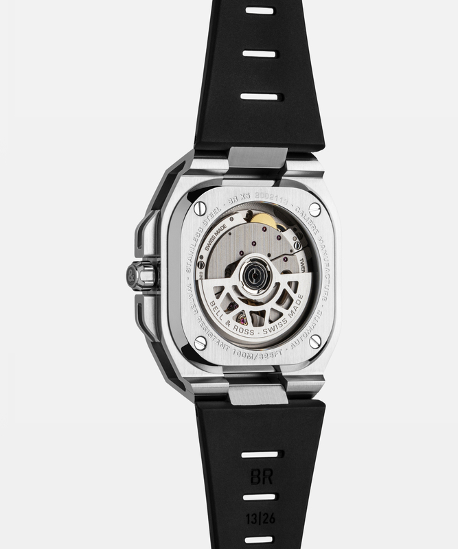 BELL & ROSS BRX5 AUTO BLACK STEEL  RUBBER STRAP, klocka som du kan handla till bra pris hos oss på Klockmaster.