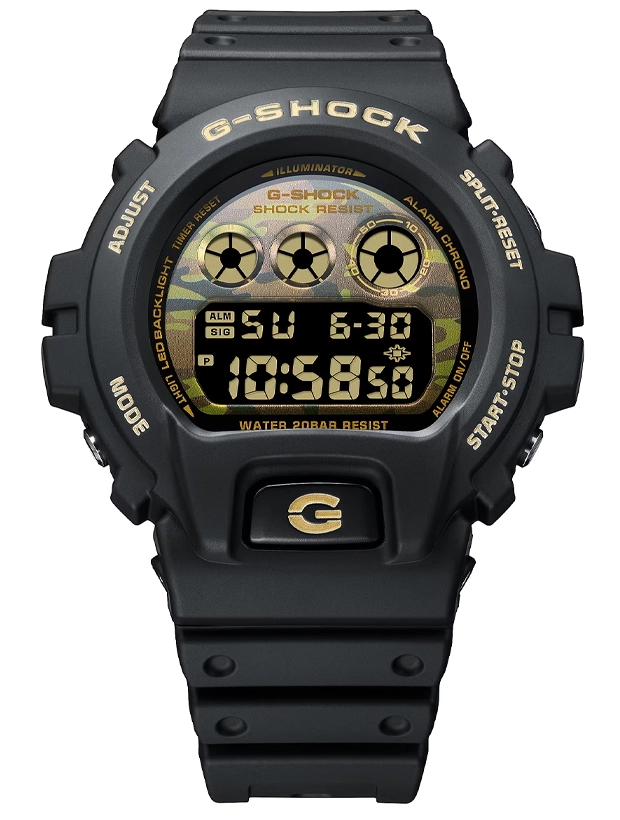 CASIO G-Shock Bold Camo, Camo and Gold 50mm DW-6900CF-1ER, klocka som du kan handla till bra pris hos oss på Klockmaster.