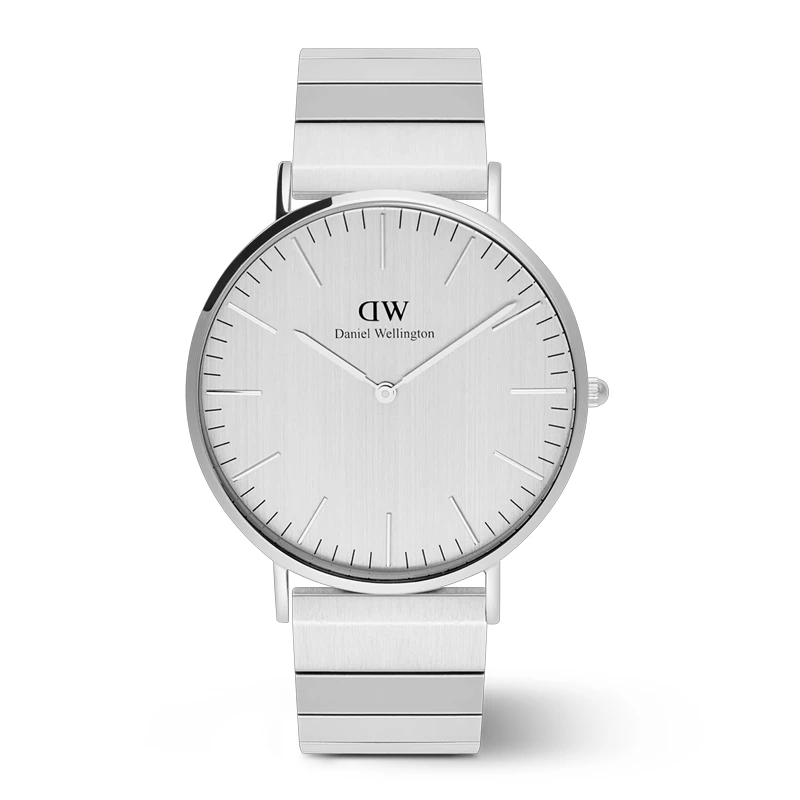 Daniel Wellington Classic Piano Link Silver Unitone 40mm, handla denna klocka online eller i butik hos klockmaster