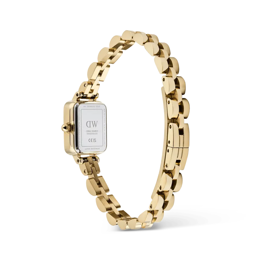 Daniel Wellington Quadro Mini Arch 3-link Onyx Sunray Gold 15.5mm, klocka som du kan handla till bra pris hos oss på Klockmaster.