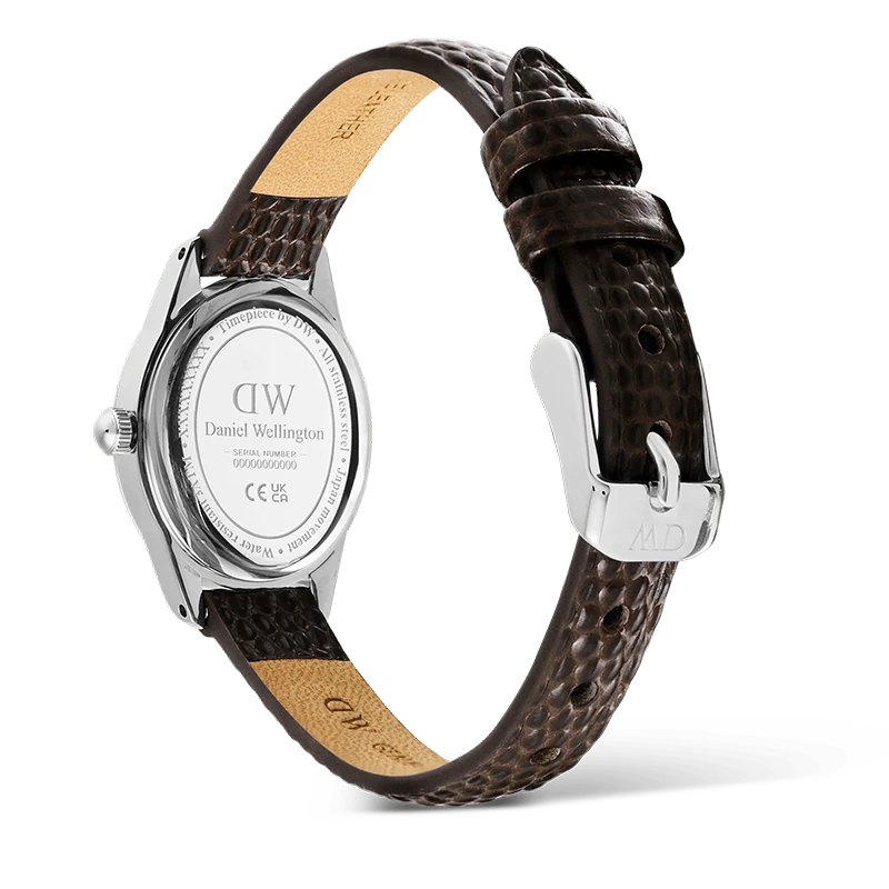 Daniel Wellington Ophelia Mini Dark Brown Lizard White Guilloché Silver 22mm, klocka som du kan handla till bra pris hos oss på Klockmaster.