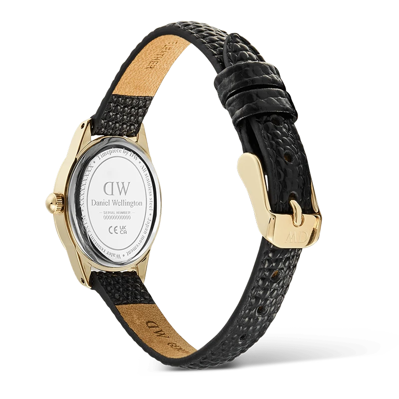 Daniel Wellington Ophelia Mini Black Lizard White Guilloché Gold 22mm, klocka som du kan handla till bra pris hos oss på Klockmaster.