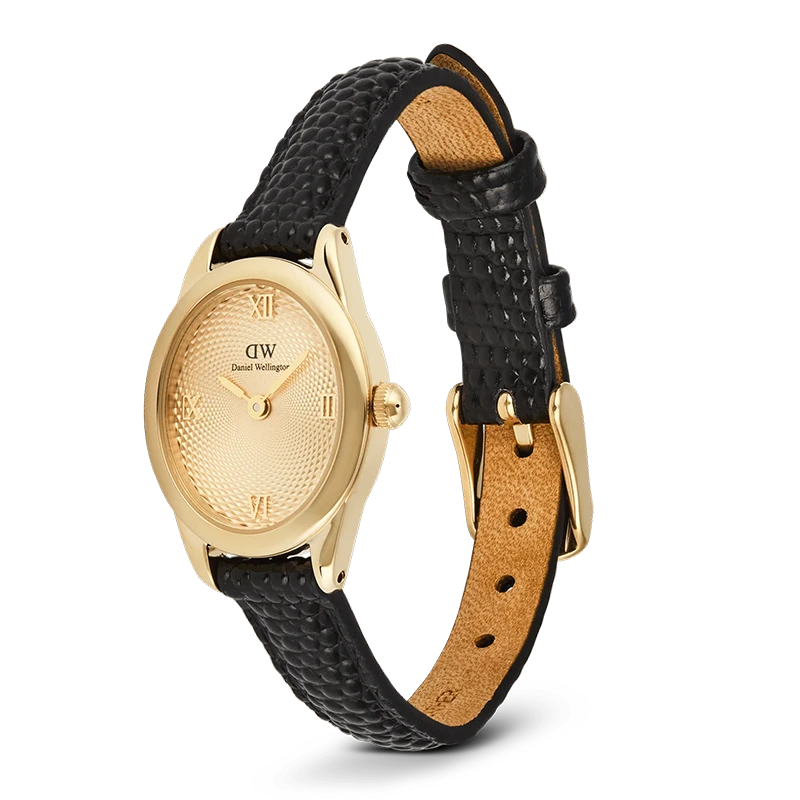 Daniel Wellington Ophelia Mini Black Lizard Unitone Guilloché Gold 22mm, klocka som du kan handla till bra pris hos oss på Klockmaster.