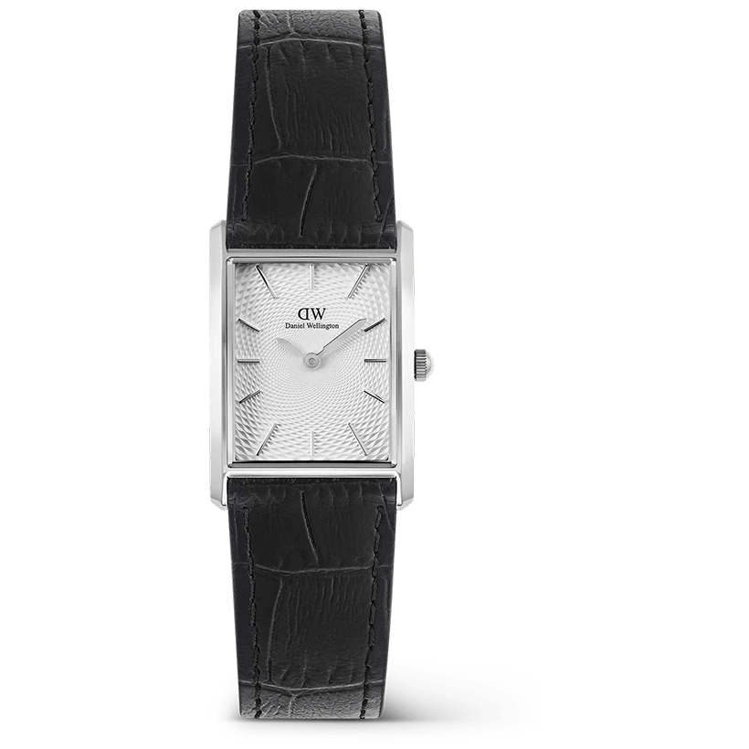 Daniel Wellington Bound Black Crocodile Guilloché Silver 22mm, handla denna klocka online eller i butik hos klockmaster