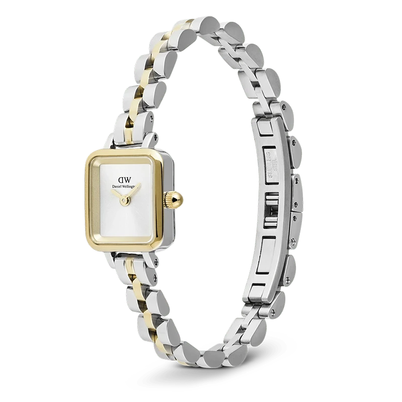 Daniel Wellington Quadro Mini Arch 3-Link Two Tone Gold 15.5mm, klocka som du kan handla till bra pris hos oss på Klockmaster.