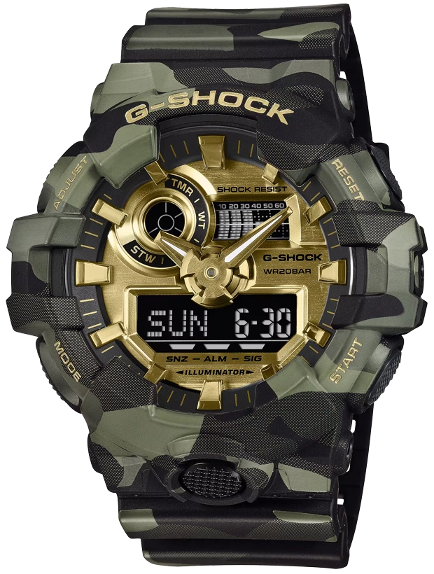 CASIO G-Shock Bold Camo 53.5mm GA-700CMG-3AER, handla denna klocka online eller i butik hos klockmaster