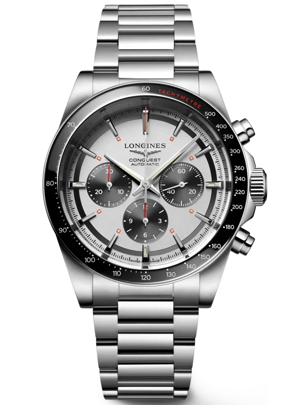 LONGINES Conquest Chronograph 42mm L38354726, handla denna klocka online eller i butik hos klockmaster